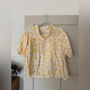 MOTHER denim Top Shirt XL Yellow Floral